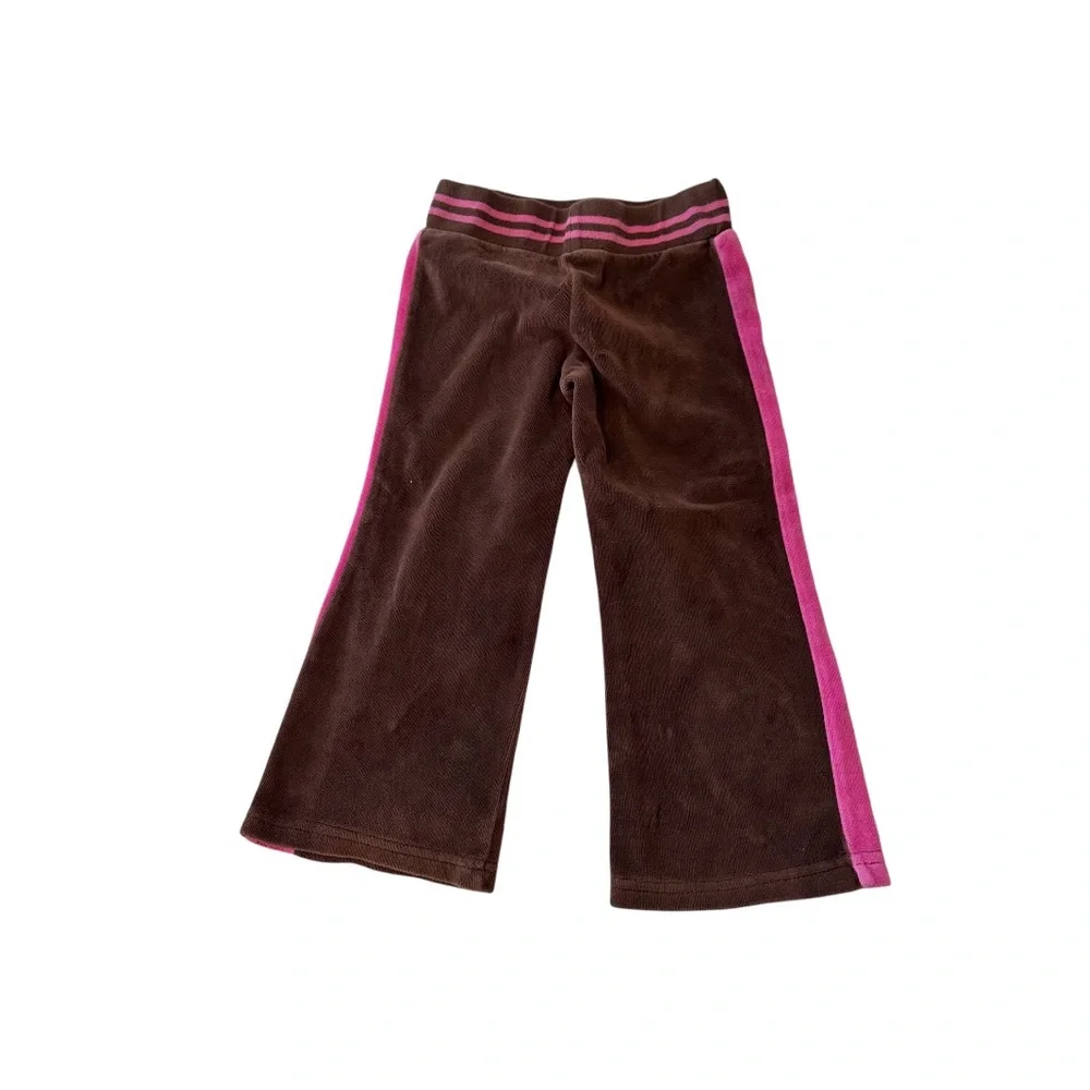 Vintage Y2K Copper Key Toddler Pink & Brown Star Velour Pants